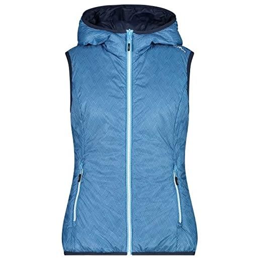 CMP - gilet reversibile da donna con cappuccio fisso, cielo-dusty blue, 46