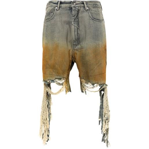 Rick Owens DRKSHDW shorts denim con effetto vissuto - blu