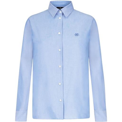 ETRO camicia con ricamo pegaso - blu