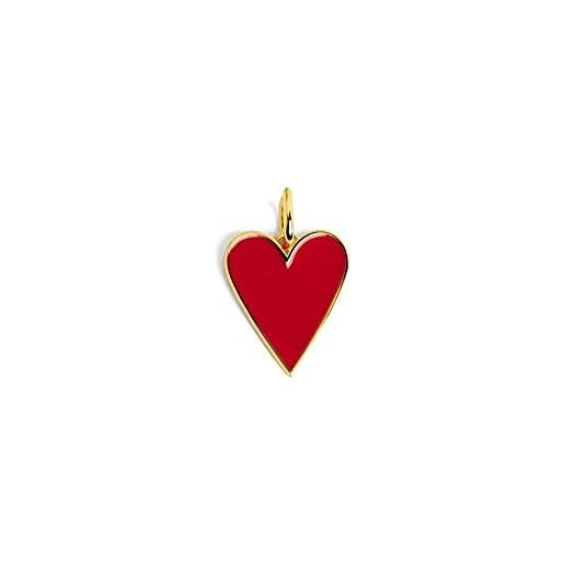 SINGULARU - charm cuore adorabile smalto rosso - pendente per catena in ottone con finitura placcata oro 18 kt - pendente cuore - charm abbinabile a collana - gioielli da donna