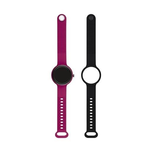 HIP HOP hwu1196 orologio donna quadrante mono-colore nero movimento smartwatch smartmodule e doppio cinturino in silicone fucsia e nero hwu1196