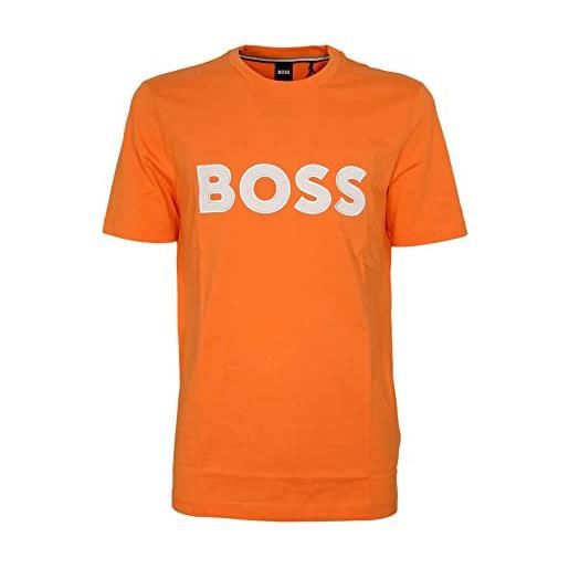 BOSS t-shirt in jersey di cotone con logo applicato 50486200 tiburt arancio taglia l