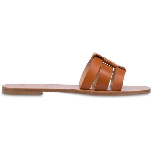 POLLINI sandali flat in vacchetta sahara - marrone