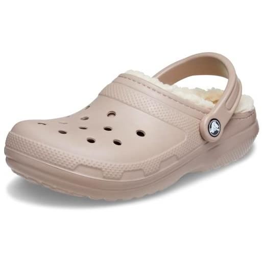 Crocs classic lined clog, zoccoli unisex - adulto, white/grey, 33/34 eu