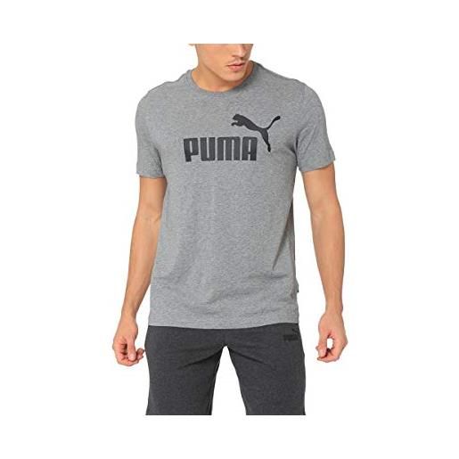 Puma essentials logo tee m, maglietta a maniche corte, uomo, grigio (grey heather), s