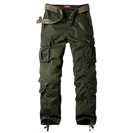 Jessie Kidden - pantaloni cargo da uomo, in cotone, stile uniforme militare, casual, mimetico, multi-tasche, per lavoro ed escursionismo verde militare 52