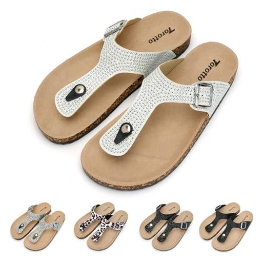 Torotto pantofole da donna sandali estate all'aperto sandali punta aperta sandali da adulto(bianco, 37 eu)