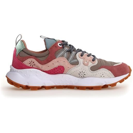 Flower Mountain sneakers yamano rosa taupe e top suede fuxia