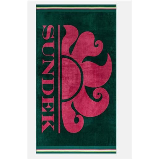Sundek new classic logo telo mare spugna verde bottiglia/fuxia