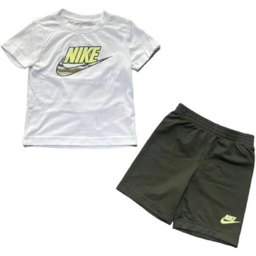 Nike junior b nsw lnt short set car khaki t-shirt+short bia/verde baby bimbo