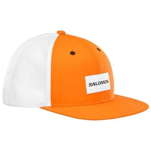 Salomon trucker cappellino trail running escursionismo mtb unisex piatto, stile audace ma versatile, contenuto riciclato, comfort e traspirabilità, arancione, l/xl