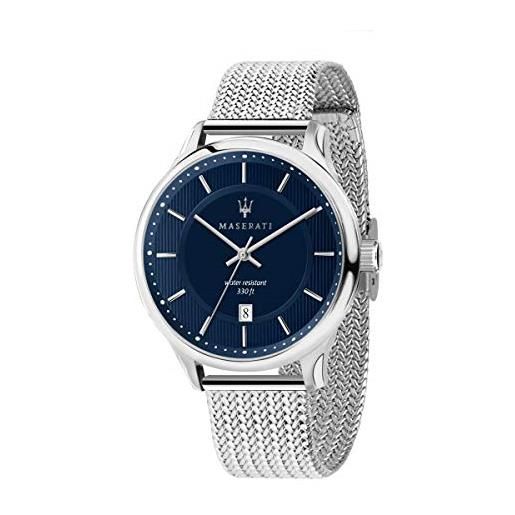 Maserati orologio da uomo, collezione gentleman, con movimento al quarzo e funzione solo tempo con data, in acciaio - r8853136002