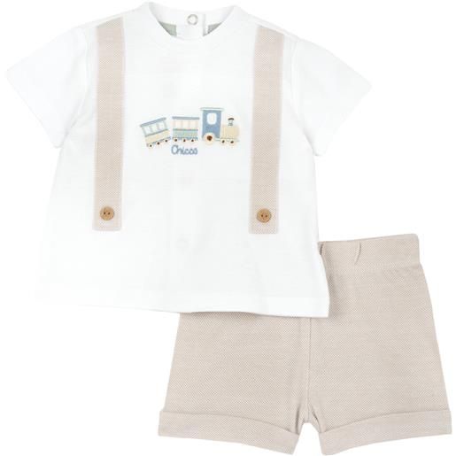 Chicco set 2 pz t. Shirt e pantaloni corti neonato 1-12m Chicco cod. 75814