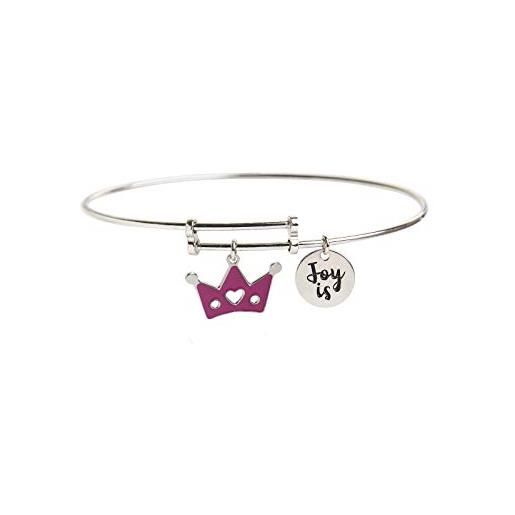 Aka Gioielli® - bracciale rigido donna joy collection in argento sterling 925 rodiato con corona