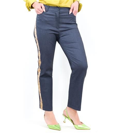 Caterina Lancini jeans dritti con banda in tessuto pitonato