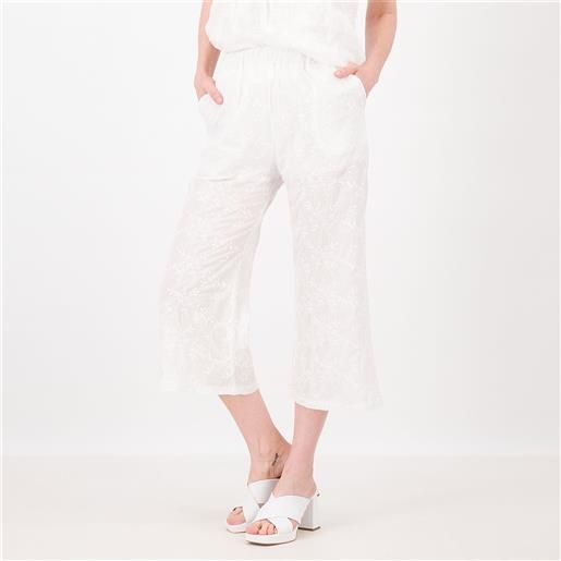 Mood Atelier pantaloni cropped in cotone ricamato con paillettes