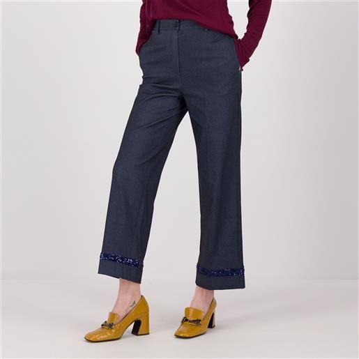 Caterina Lancini pantaloni gamba morbida con paillettes anche petite