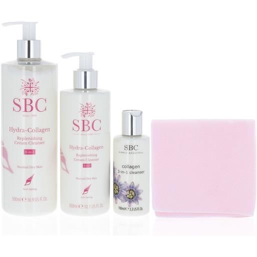 SBC hydra-collagen 3in1 kit 3 detergenti viso + shammy