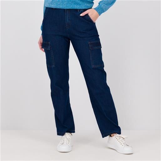 Mood Atelier jeans cargo con tasconi laterali ed elastico in vita