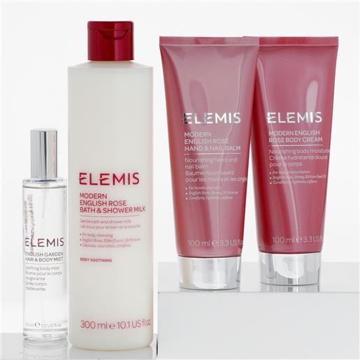 Elemis kit modern english rose: latte corpo, balsamo, crema e spray
