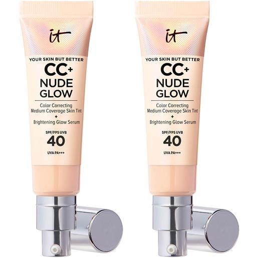IT Cosmetics cc+ nude glow fondotinta e skincare finish levigato (2pz)