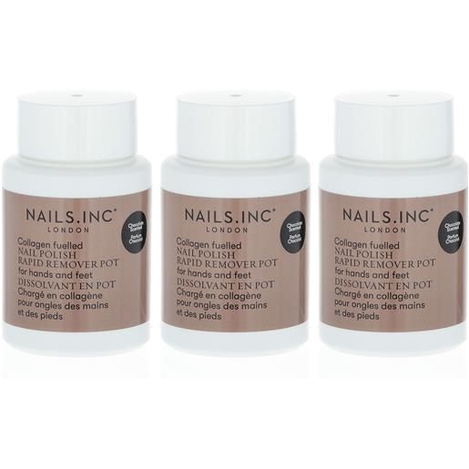 Nails inc. 3 solventi per smalto in vasetto, fragranza cioccolato