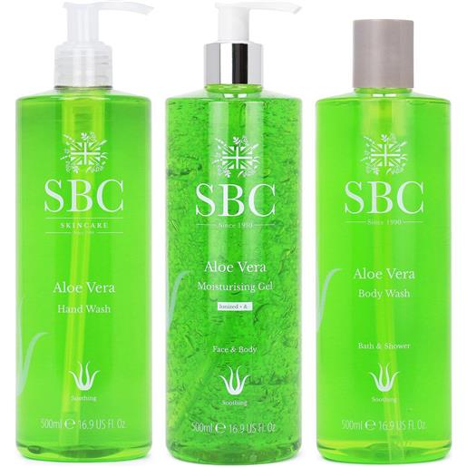 SBC trio aloe vera: gel idratante, gel doccia, detergente mani