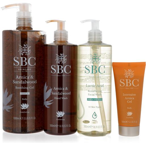 SBC 3 prodotti viso e corpo arnica + detergente viso acido lattico