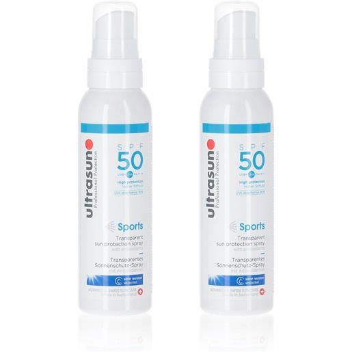Ultrasun sports spray spf50 protezione solare (2pz)