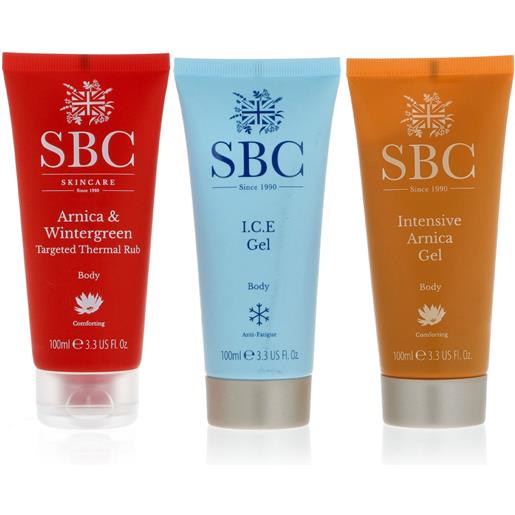 SBC kit arnica crema corpo, gel intensivo, gel rinfrescante