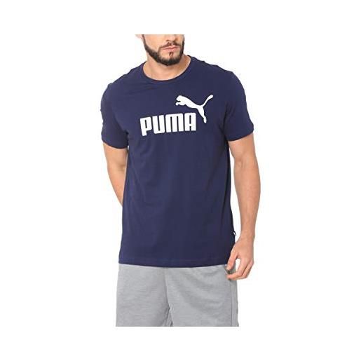 Puma essentials logo tee m, maglietta a maniche corte, uomo, blu (peacoat), s