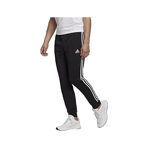 adidas essentials french terry tapered cuff 3-stripes, pantaloni della tuta uomo, black/white, xl