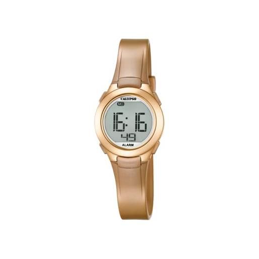 Calypso-orologio digitale unisex, con display lcd digitale e cinturino in plastica, 3 k5677/oro