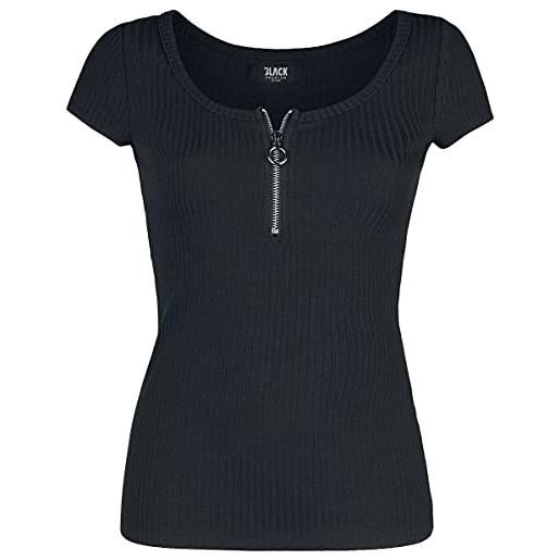 Black Premium by EMP donna maglietta nera con cerniera nella scollatura s