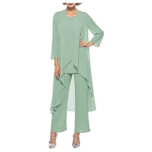 Generic 3 pezzi tailleur pantalone 2023 abiti da sera in chiffon per la madre della sposa