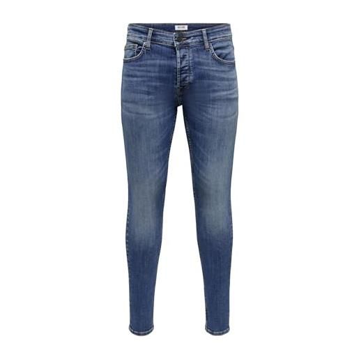 Only & sons onswarp skinny blue 3229 jeans noos, blu denim, 36w x 34l uomo
