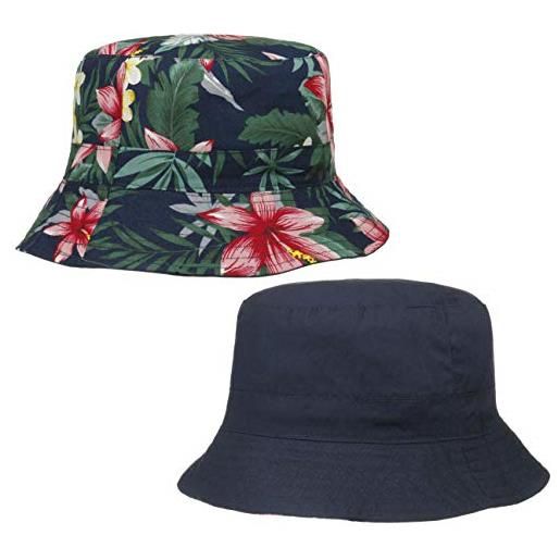 LIPODO cappello reversibile flower bucket donna - da sole estivo giardiniere con fodera primavera/estate - m (57-58 cm) blu scuro