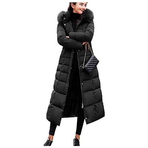 Uni-Wert donna piumino cappotto lungo imbottito inverno cappotto con cappuccio elegante giacca lungo caldo leggero piuma cotone outwear invernale parka cappotti da donna