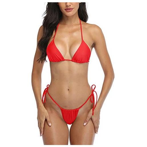 SHERRYLO costume da bagno bikini perizoma per donna brasiliano triangolo inferiore bikini top costume da bagno, rosa chiaro, s
