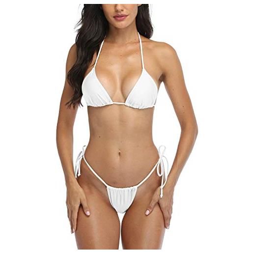 SHERRYLO costume da bagno bikini perizoma per donna brasiliano triangolo inferiore bikini top costume da bagno, rosa chiaro, m