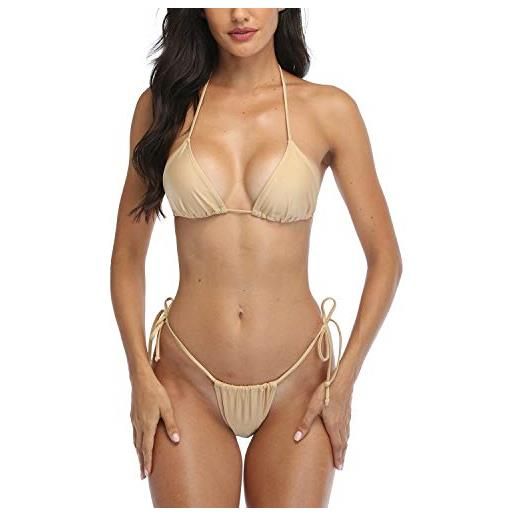 SHERRYLO costume da bagno bikini perizoma per donna brasiliano triangolo inferiore bikini top costume da bagno, giallo, s
