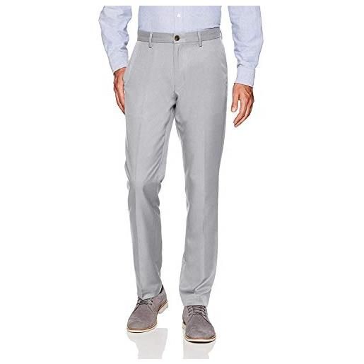 Amazon Essentials pantaloni da abito senza pinces slim uomo, grigio scuro, 42w / 28l