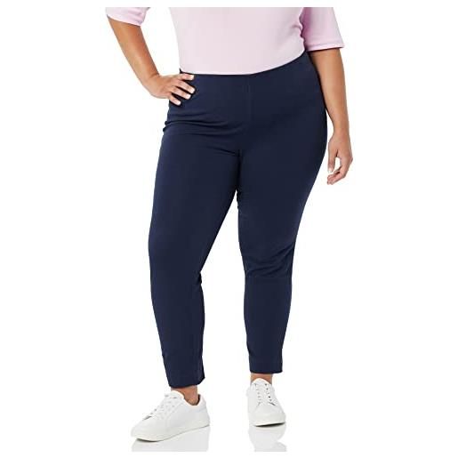 Amazon Essentials pantaloni alla caviglia aderenti ed elasticizzati con cerniera laterale donna, blu marino, 44