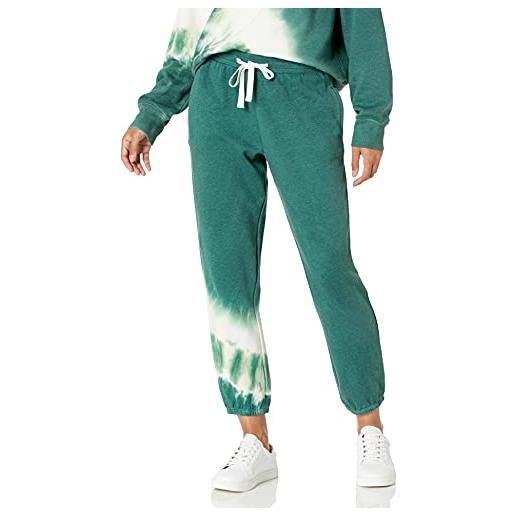 The Drop dina, pantaloni sportivi in pile, orlo con elastico da donna, verde scuro, xs