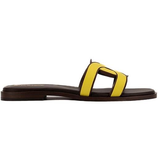 Tod's sandali in pelle con logo giallo