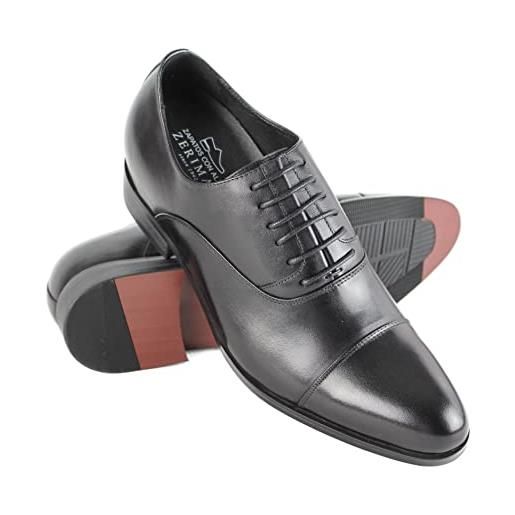 Zerimar scarpe con riscaldatori interni da uomo | scarpe da uomo con altezza +7 cm | scarpe eleganti | scarpe in pelle habillées | colore nero | taglia 40