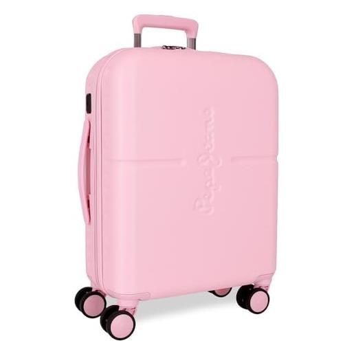 Pepe Jeans highlight - valigia da cabina rosa, 40 x 55 x 20 cm, rigida abs, chiusura tsa integrata 37 l, 2,96 kg, 4 ruote doppie bagaglio a mano by joumma bags, rosa, valigia cabina