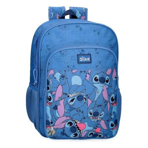 Disney joumma happy stitch zaino scuola adattabile a carrello blu 30 x 40 x 13 cm poliestere 15,6 l, blu, zaino scuola adattabile a carrello
