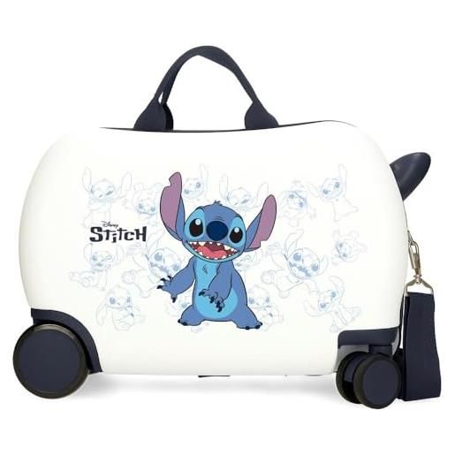 Disney joumma Disney happy stitch valigia per bambini bianco 45 x 31 x 20 cm rigida abs 24,6 l 1,8 kg 2 ruote bagagli mano, bianco, valigia per bambini