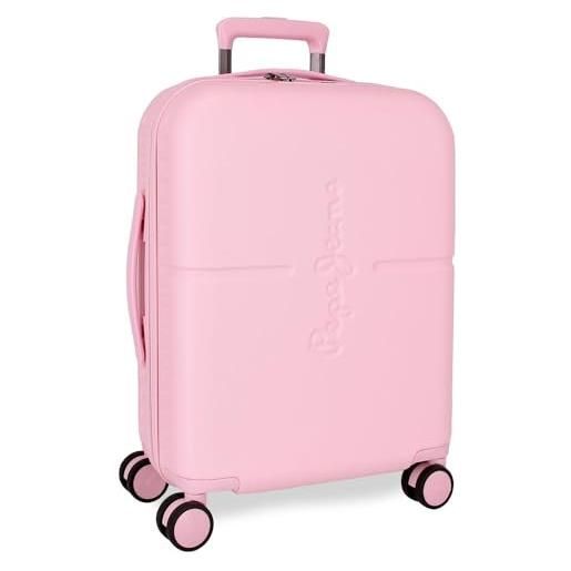 Pepe Jeans highlight - valigia da cabina rosa, 40 x 55 x 20 cm, rigida abs, chiusura tsa integrata 37 l, 2,76 kg, 4 ruote doppie bagaglio a mano by joumma bags, rosa, valigia cabina